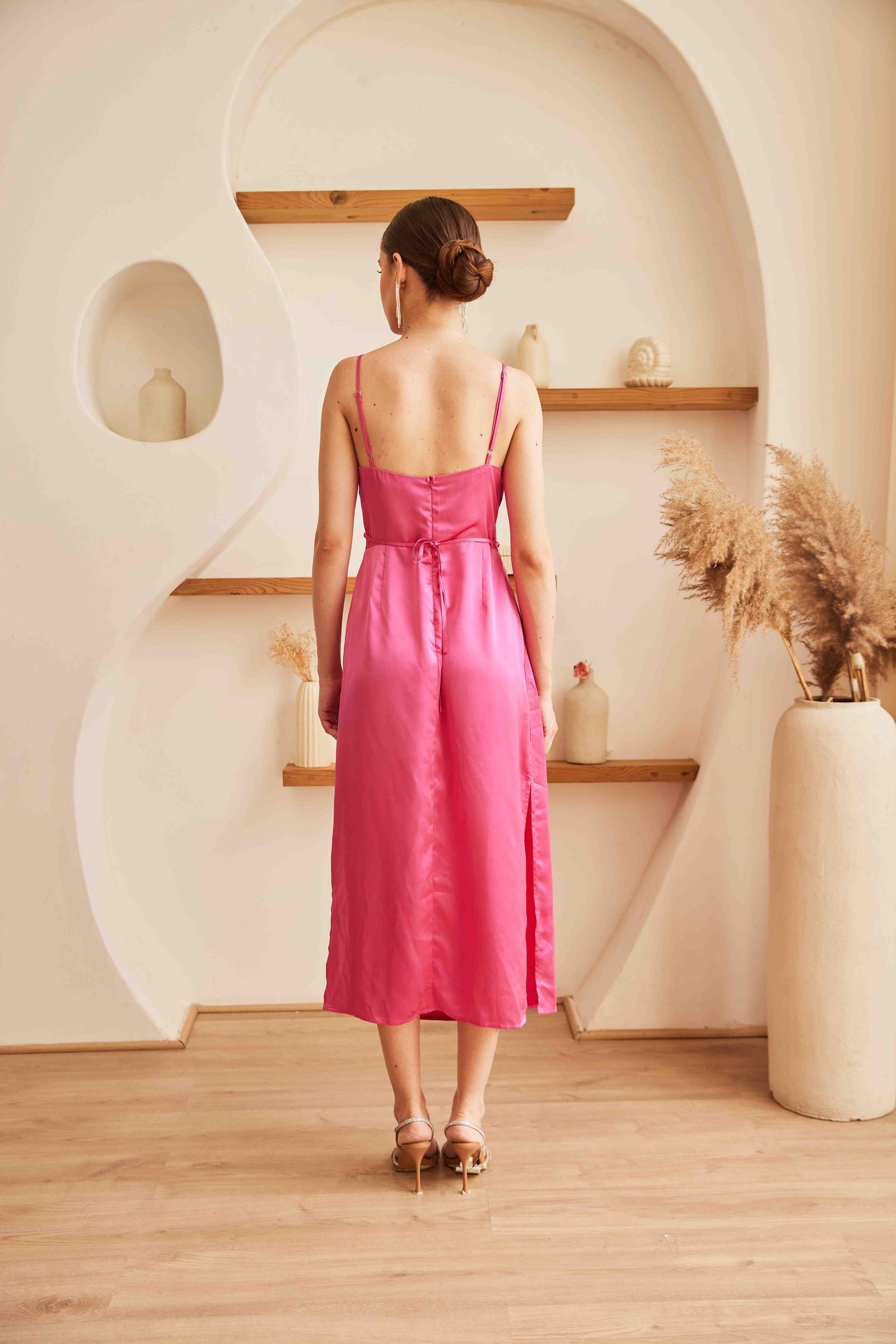 Satin Maxi with Cut Outs | Pink